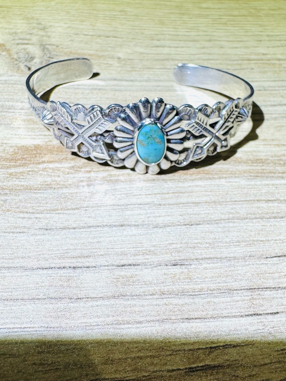 Sterling Silver Turquoise Cuff Bracelet - Blue Turquoise Accent